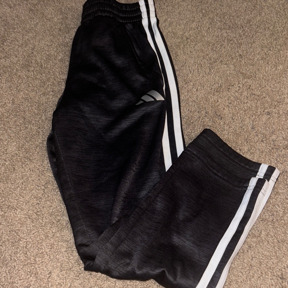 adidas Kids Black Joggers with White Stripes child small